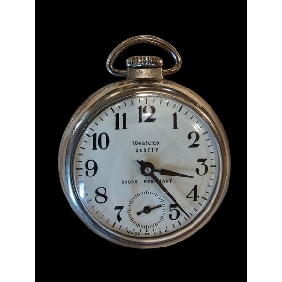 Vintage 1950s - 1960s  Westclox SCOTTY Pocket Watch Shock Resistant - Running. - Picture 1 of 10